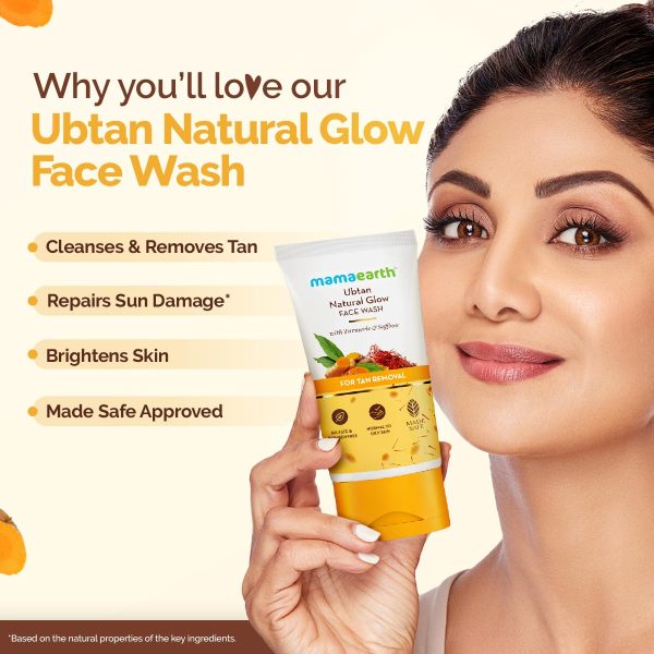 Mamaearth Ubtan Natural Glow Face Wash with Turmeric & Saffron | For Tan Removal & Skin brightening | SLS & Paraben Free | For All Skin Type | For Men & Women | 50 ml - Image 2
