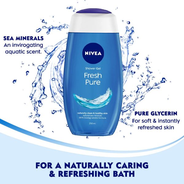 NIVEA Fresh Pure 250 ml Body Wash|Shower Gel - Image 2